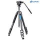 Leofoto LV-284C 4-Section Manba Carbon Fiber Tripod for use with with BV-5 Head System